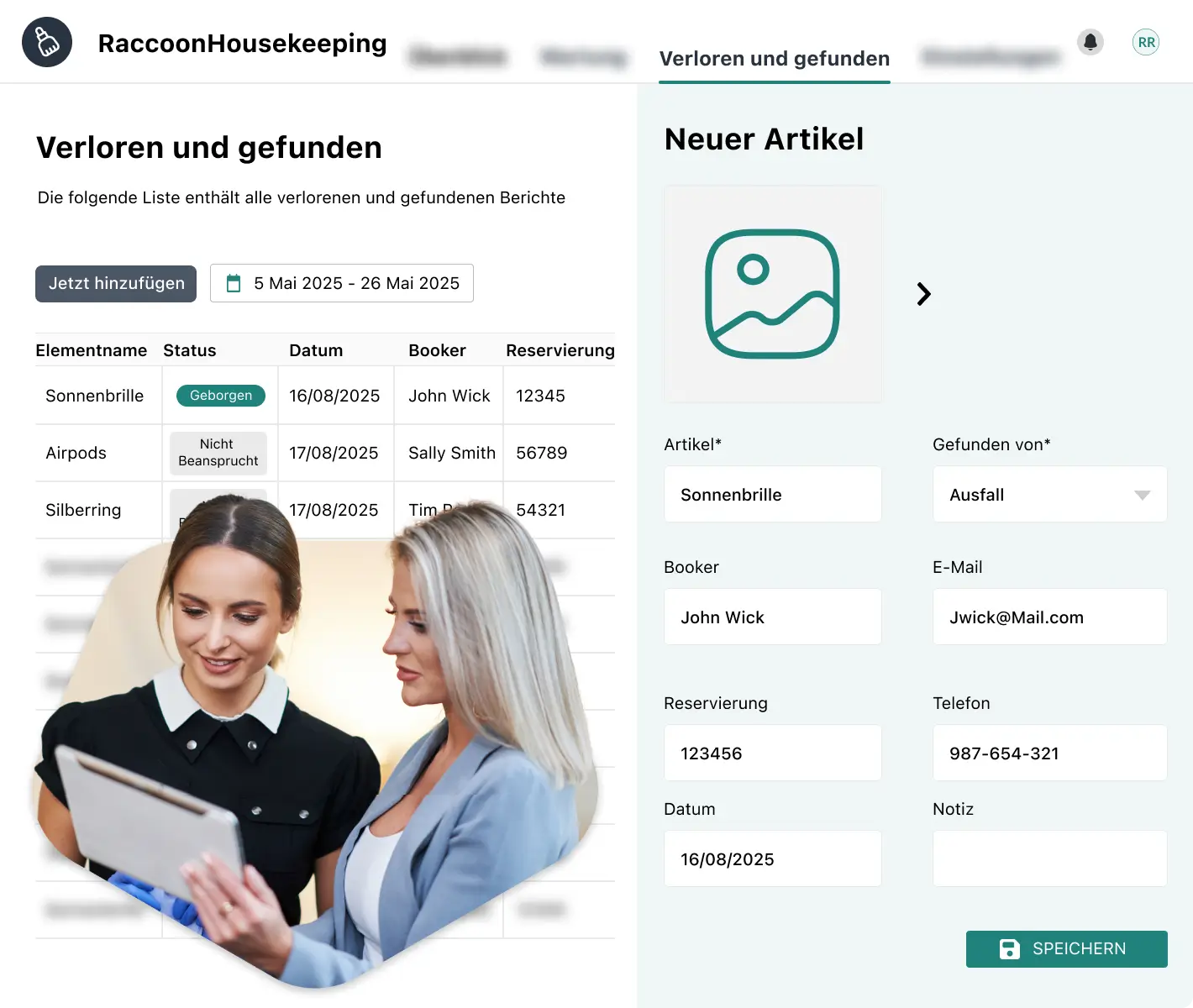 RoomRaccoon hotel housekeeping fundbüro-system